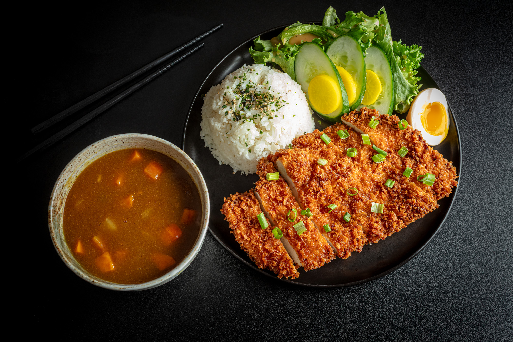 Crispy katsu with curry and rice